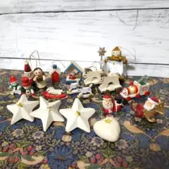 レトロ クリスマス 木製オーナメント 19個セット