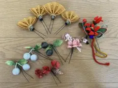 【中古品】和装用髪飾りセット（扇子型・花飾り）