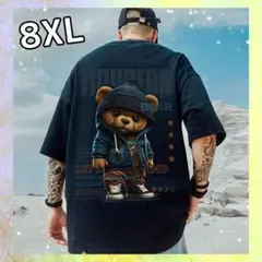 大きいサイズ　くまTシャツ　半袖　黒　バックプリント　ゆったり　大きめ　ビッグ