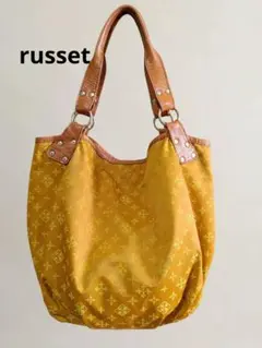 russet ラシット トートバッグ マスタードイエロー 総柄 レザー　軽量のサムネイル