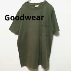 グッドウェア ポケットTシャツ USA製　 アメリカ　カーキ　USA古着