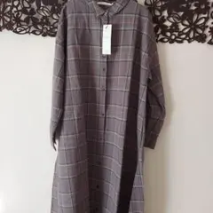 お値下げ❗SUNVALLEYグレー系チェック柄シャツワンピース