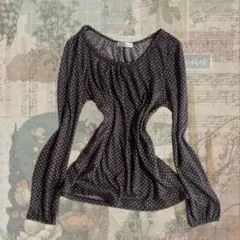 y2k 00s フェアリーグランジ 森ガール 長袖 Tシャツ ドット 古着 平成