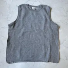 ミマ ベスト ビスチェ ニット グレー スリット レイヤード 春コーデ 薄手 F
