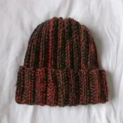 ニット帽/ビーニー/クラッシャーハット/Y2K/グラデーション/オレンジ