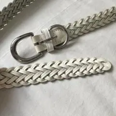 【vintage】レザーメッシュベルト　ホワイト