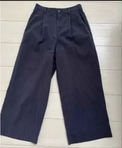 ネイビー ストライプ ワイドパンツ