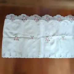 花柄刺繍 カフェカーテン ホワイト