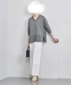 ユナイテッドアローズ　ミニマル 2WAY 6分袖 ニット　グレー