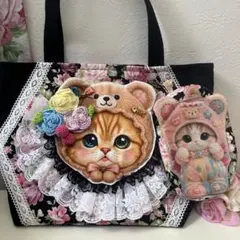 コヤンイサムチョン ブルー白刺繍デニム，ブルー系の猫ちゃんコロリン