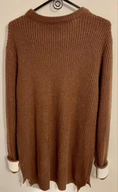 LAHM ニット セーター 袖裏ホワイト L ブラウン