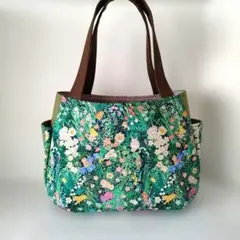 チューリップバッグ yukiemonボタニカルネイビー　ハンドメイド