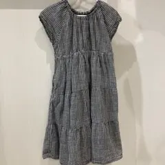 セラフ　黒チェックフレアワンピース120㎝