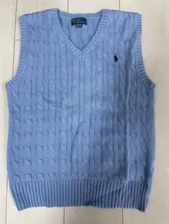美品 POLO ラルフローレン 水色ニットベスト