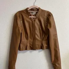 スタッズ付きレザージャケット　ブラウン　Y2K 海外　ヴィンテージ
