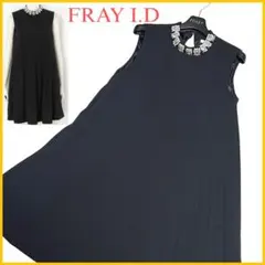 《FRAY.I.D》フレイアイディーAラインビジュープリーツワンピース　ブラック