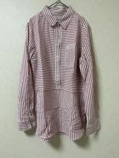 ボーダーチュニック　赤白　シャツ　ストライプ