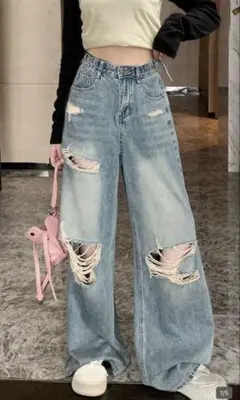 SHEIN ダメージジーンズ