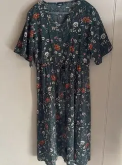 AS KNOW AS 花柄半袖ワンピース グリーン