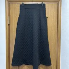 キルティングスカート ロング丈 フレアスカート ブラック