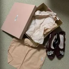 miumiu★ボルドー ベロアサンダル 37 1/2