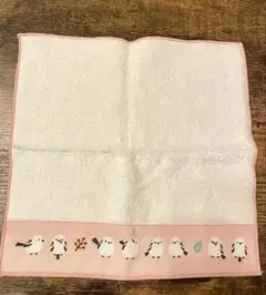 タオル ハンカチ　鳥　シマエナガ