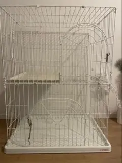 【美品】 猫用 2段式ケージ ホワイトのサムネイル