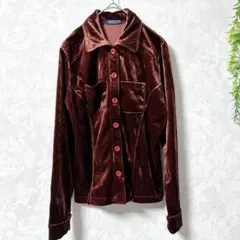 〈ジーンコックス〉ベロアジャケット/光沢/ポリエステル/中国製/M/ブラウン長袖