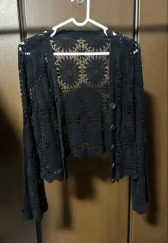 クロシェ編みフラワーレーススカラップカーデ