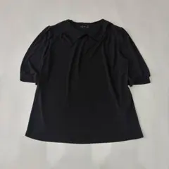 agnes b. 襟付きパフスリーブカットソー 黒 半袖 サイズ1のサムネイル