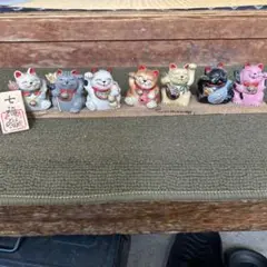 招き猫 置物 7体セット 陶器製