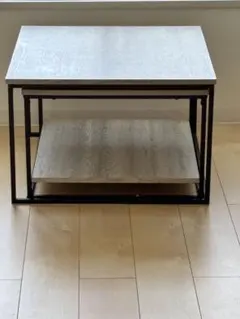 ネストテーブル ローテーブル 木目調 ブラックフレームのサムネイル