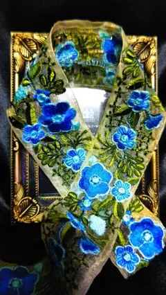 ネモフィラ柄 インド刺繍リボン‼️カット 素敵な柄です(*´艸`) 手芸
