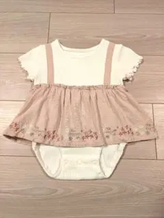 mamaraku♪フリル袖刺繍ロンパース♪ピンク♪70サイズ