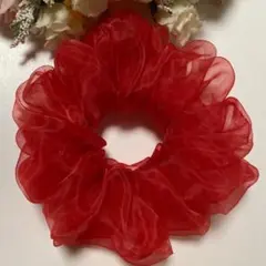 ハンドメイドシュシュ☆オーガンジーレッド