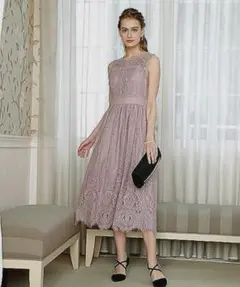 【美品】ノースリーブ レースワンピース【ラベンダー】