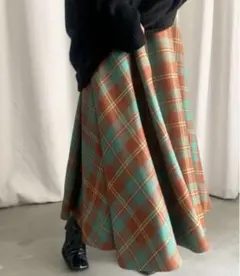 アメリ チェック スカート EVELYN CHECK FLARE SKIRT