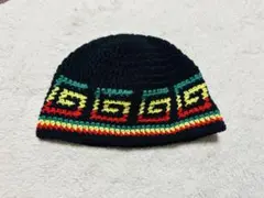 クラッシャーハット　ハンドメイド　バケットハット　ニット帽　ラスタカラー