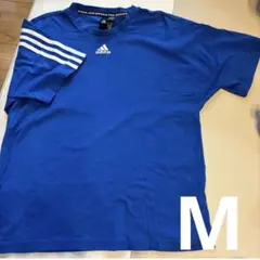 adidas 青 Tシャツ 3本ラインデザイン
