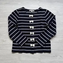 anyFAM リボンボーダーカーディガン 120cm ネイビー