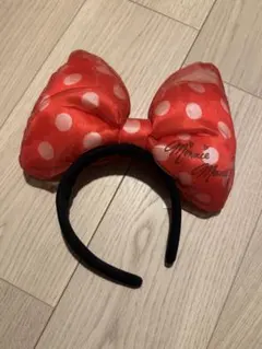 ディズニー　カチューシャ　ミニー　リボン　赤　レッド　ビックリボン　水玉
