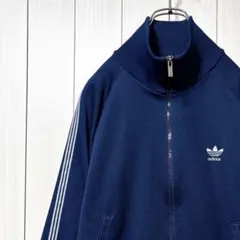 【レア】 アディダス トラックジャケット 80s 西ドイツ ネイビー 刺繍ロゴ