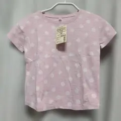 【新品・タグ付き】無印良品Tシャツ 120㎝　ピンク色に大きい水玉模様のサムネイル