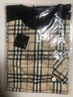 新品 未使用 BURBERRY チェック柄 長袖ノーカラーシャツ L タグつき