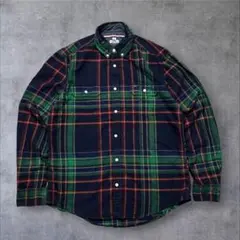 トミーヒルフィガー フランネルシャツ ネイビー グリーンチェック 2ポケット