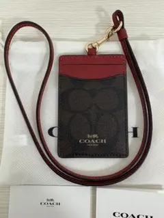 コーチ COACH レザー パスケース ブラウン/レッド 新品未使用