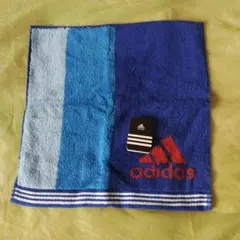 【訳あり未使用】adidas ストライプタオルハンカチ　オマケの消しゴム付きのサムネイル