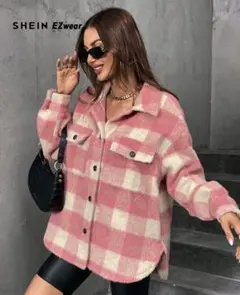 SHEIN ピンク・ベージュ チェックジャケット　未使用　S 可愛いアウター