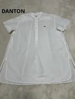 DANTONコットン×リネン バンドカラーショートスリーブ ロング シャツ36のサムネイル