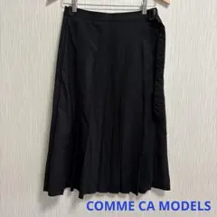 COMME CA MODELS ひざ丈 プリーツスカート L ブラック